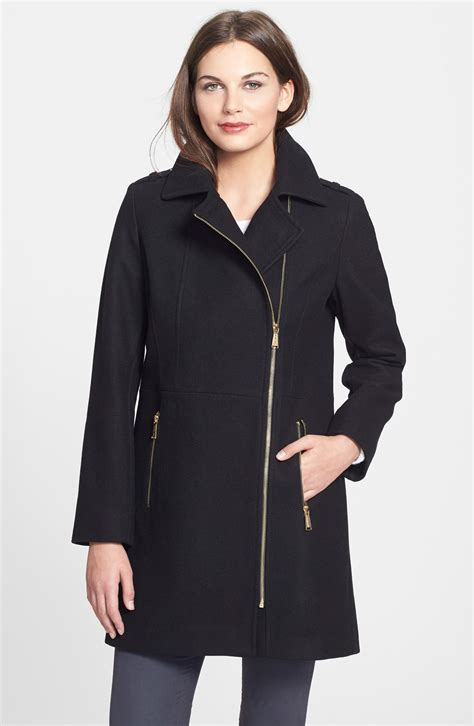 michael kors asymmetrical wool blend coat|macy's Michael Kors coat.